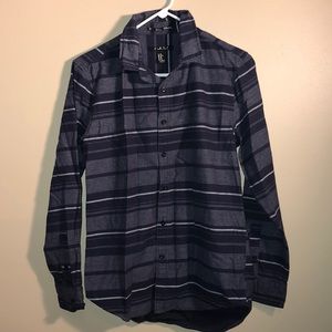 21 Men Forever 21 Classic Style Navy White Button Up Shirt